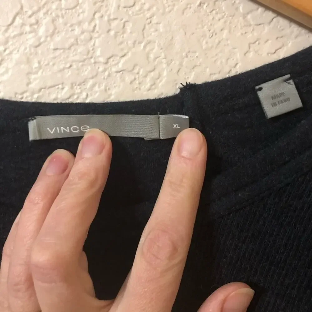Vince Mens Cotton Black Gray Sweater Shirt - Size XL